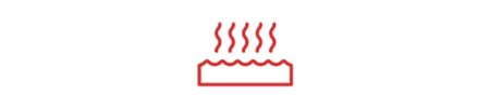 Icon of a heating element with steam rising from it on a white background